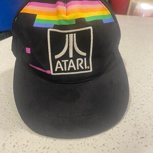 Atari Black snap back hat with Rainbow Stripes Y2K Throwback